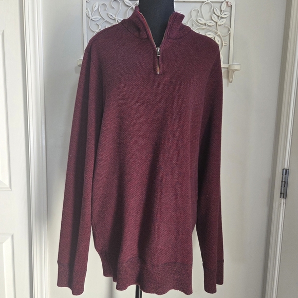 ⭐️Robert Graham Men's Burgundy 1/4 Zip Sweater Size XL - Picture 1 of 4